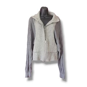 Free People Wool-blend Gray Mixed Texture Jacket Sz Med